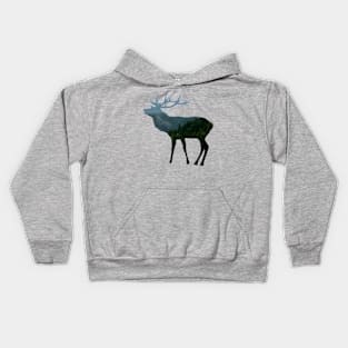 deer, antlers, stag, mountains, forest, trees Kids Hoodie